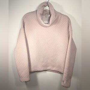 New Balance Quilted Pink Cowl Neck Cottage core Pullover Sweater Size Medium